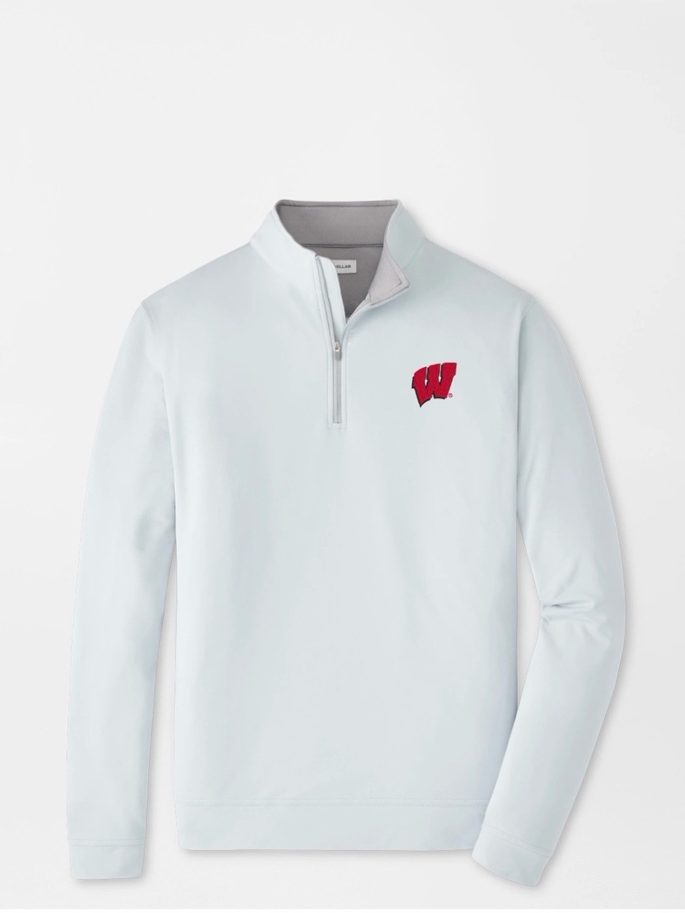 Peter Millar Light grey Quarter-Zip Pullover with Red Wisconsin Logo